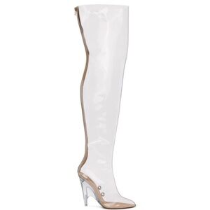 Yeezy White and Tan Heeled Boots